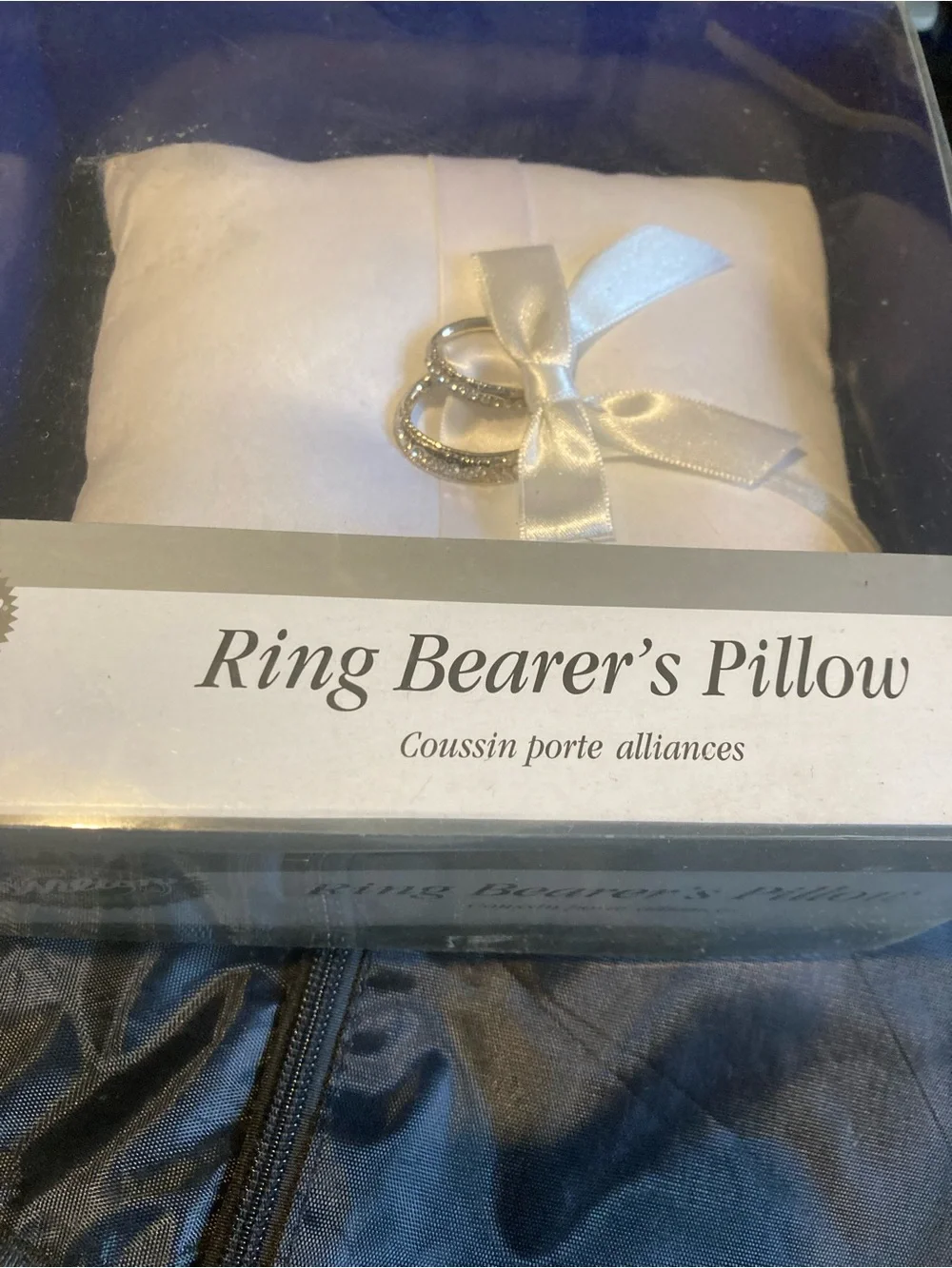 Wilton White Satin Ring Pillow with Ribbon Accent